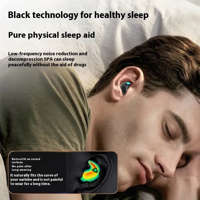 X57 Mini Sleep Bluetooth Headset plastic earplug in black with digital display and low-latency gaming support