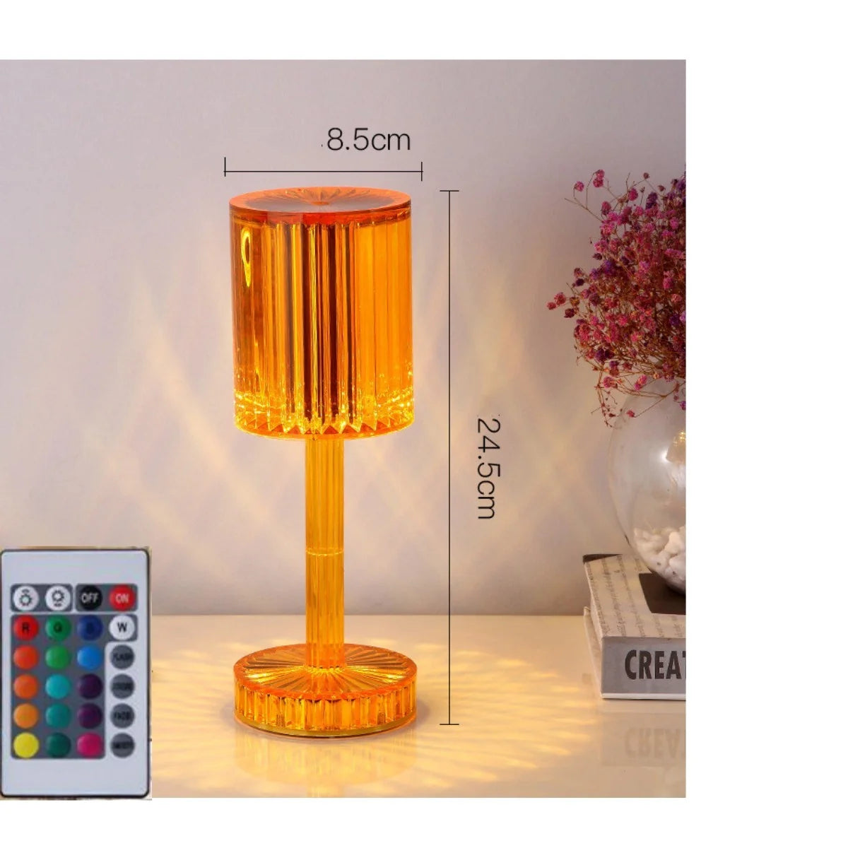 Elegant crystal table lamp with dimmable LED lighting for home decor