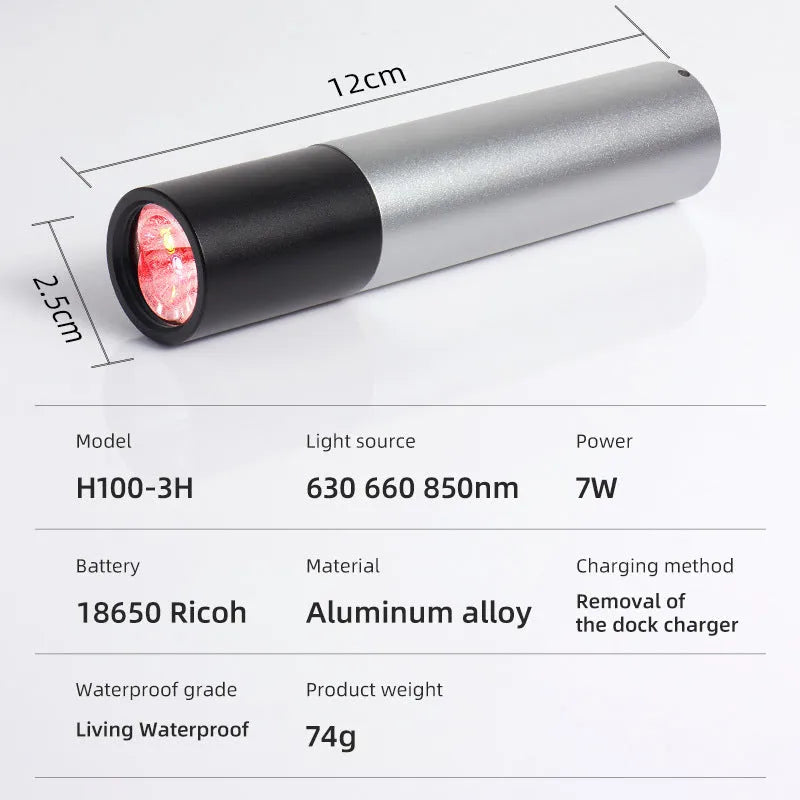 Infrared flashlight with 3-core red light and triangular bracket for physiotherapy