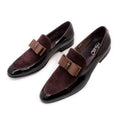 Men's glossy black patent leather low top shoes with a Tassel decoration.