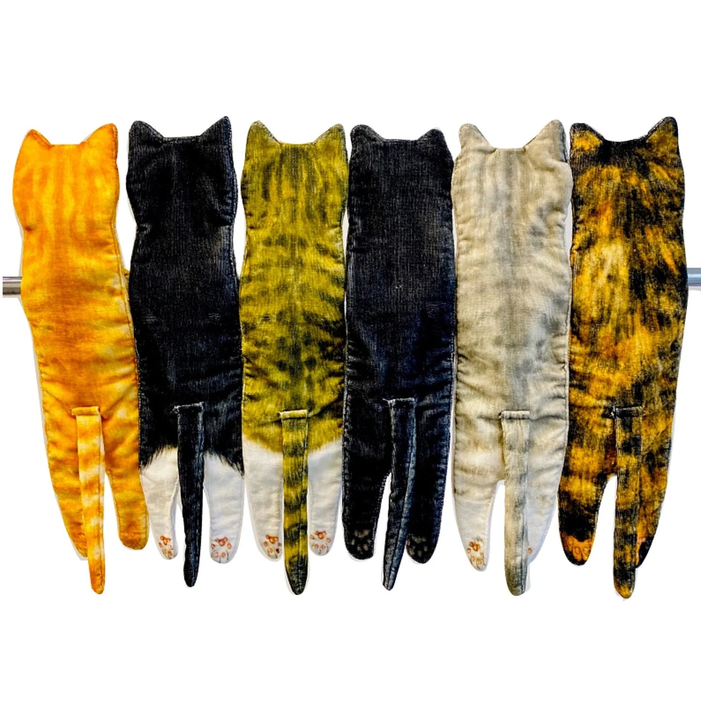 Long cat shape hand towels in various colors for bathroom and kitchen use