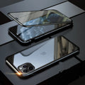 Glass anti-spy clamshell phone case in multiple colours for iPhone models.