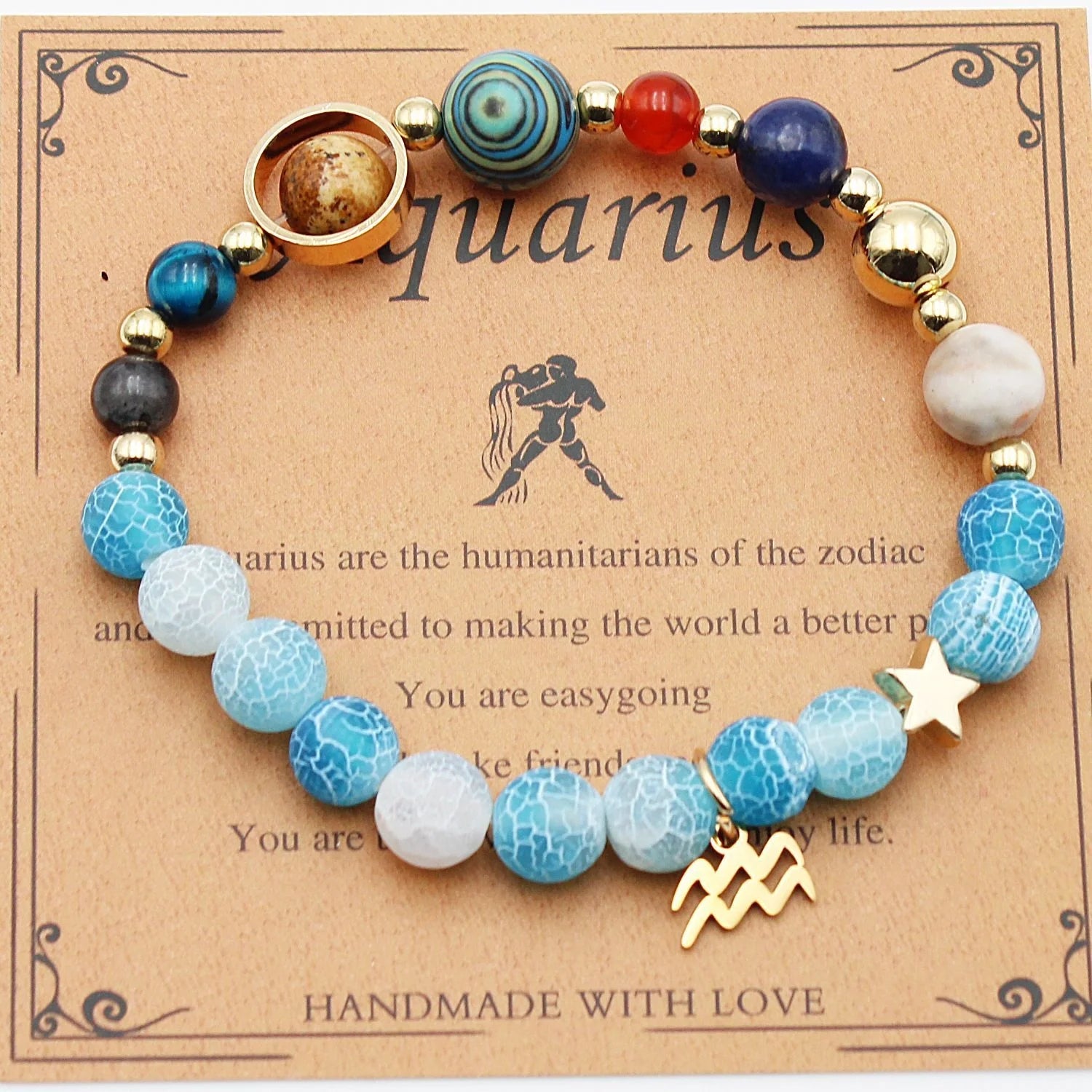 Twelve Constellations Natural Stone Beaded Bracelets - Unisex Astrological Jewellery