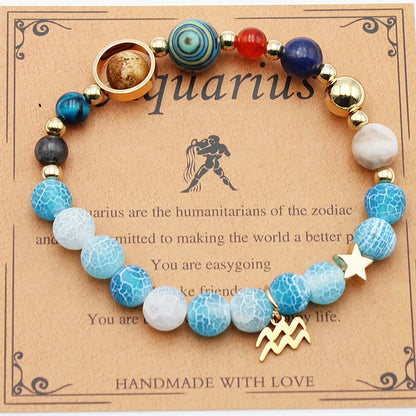 Twelve Constellations Natural Stone Beaded Bracelets - Unisex Astrological Jewellery