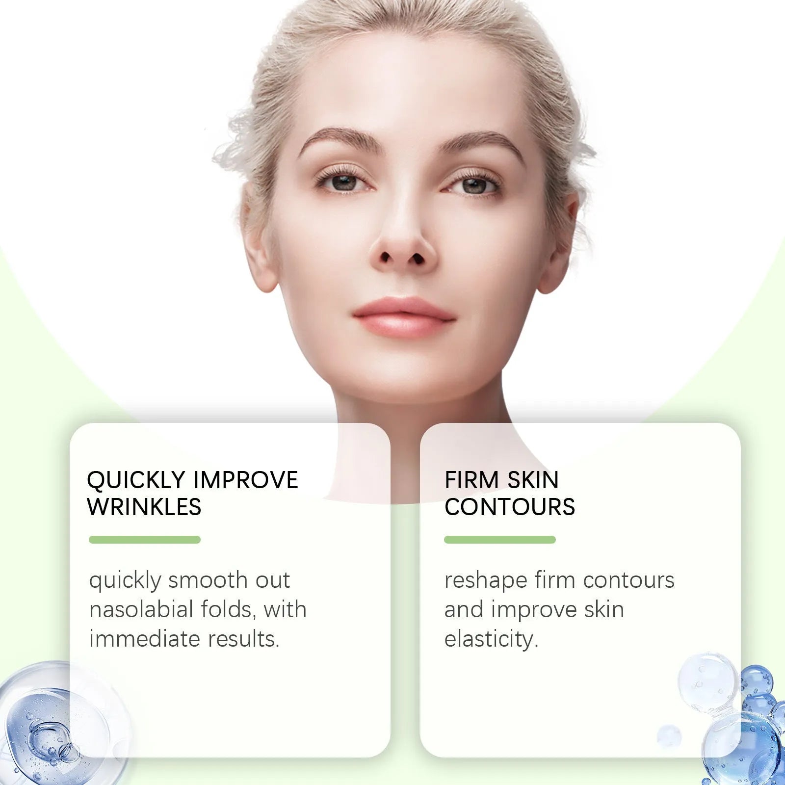 Two facial skin firming care patches with collagen and hyaluronic acid hydrogel formula