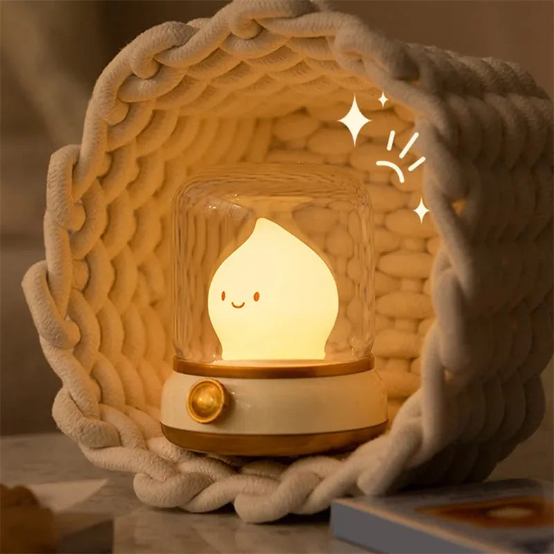 Retro oil lamp design LED night light with USB charging port and dimmer knob