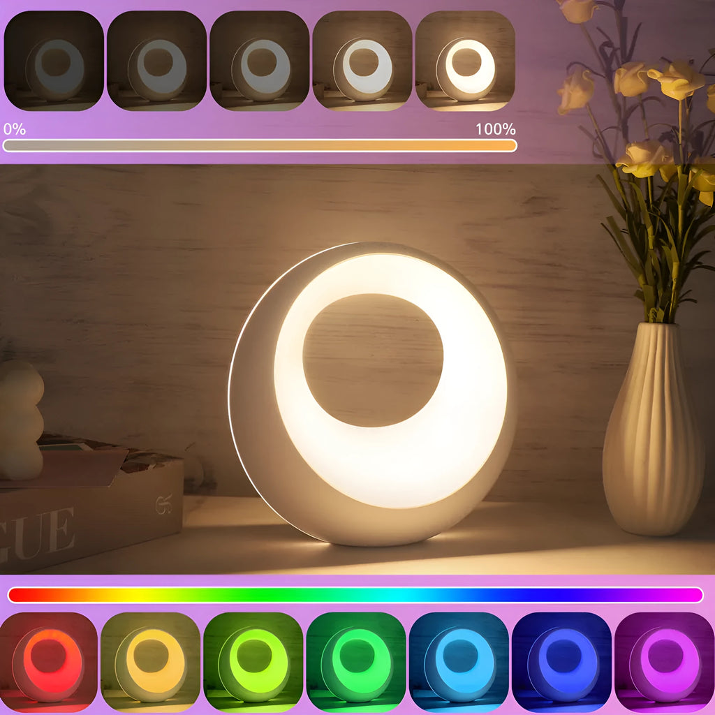 Creative Touch small RGB colour-changing night lamp with remote control on desk
