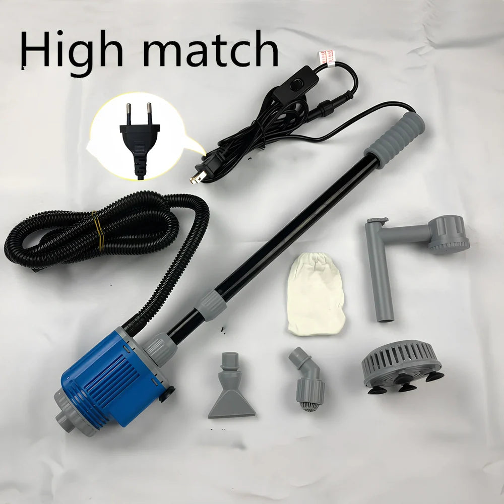 Aquarium multifunction water changer with 84 cm 28 W model, 16 mm hose, and suction ports for gravel vacuuming and siphoning