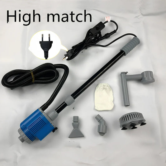 Aquarium multifunction water changer with 84 cm 28 W model, 16 mm hose, and suction ports for gravel vacuuming and siphoning