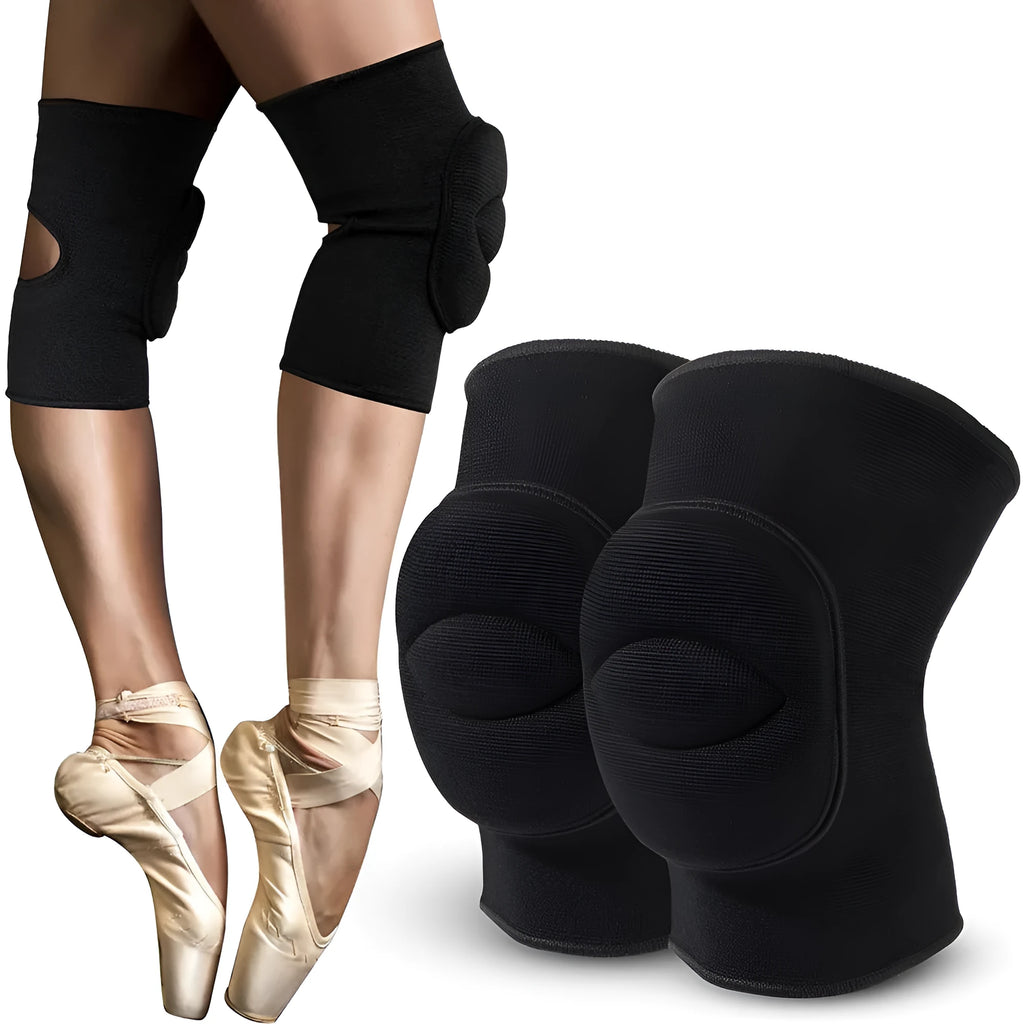 Black nylon thickened knee pad for sports joint protection, available in S M L sizes