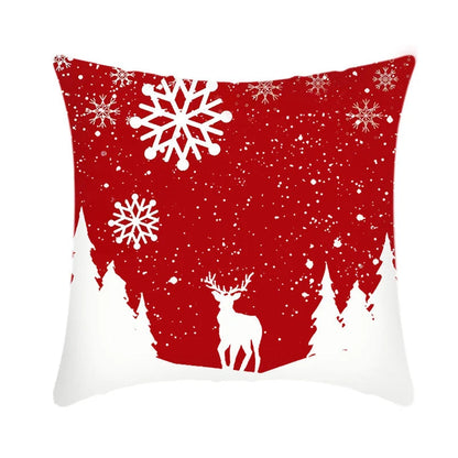 Merry Christmas cushion cover with Elk and Santa Claus design in plush material