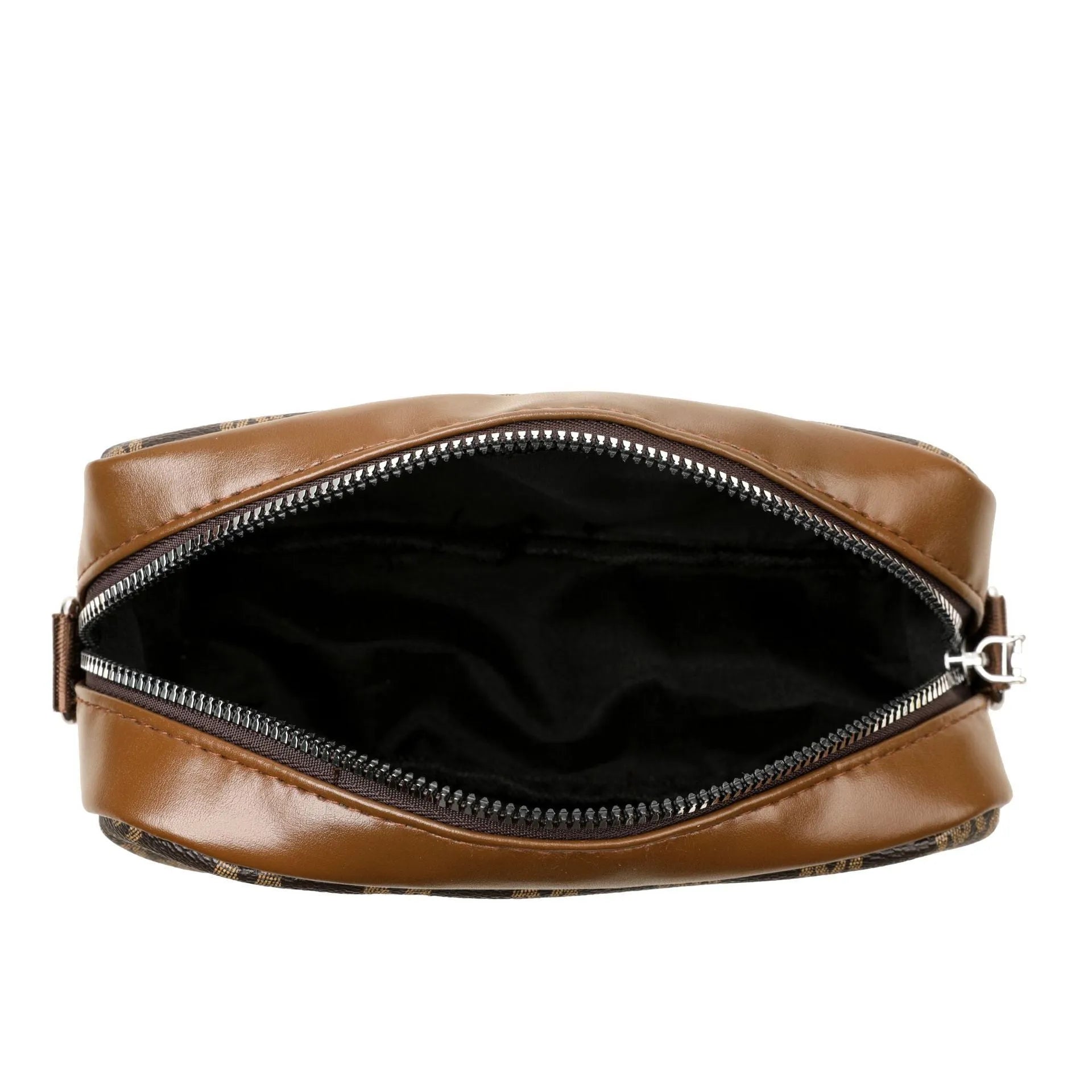 Women's synthetic leather crossbody bag with wide shoulder strap and three-dimensional front pocket