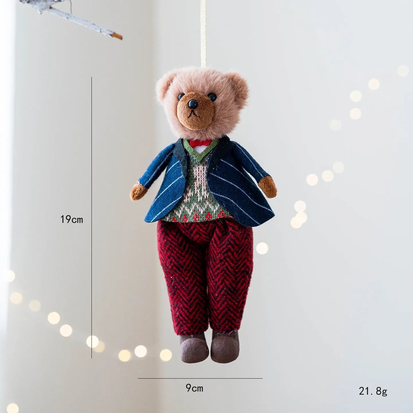Cartoon style plush bear doll wearing cotton suit plaid, available in gentleman bear or princess bear colours