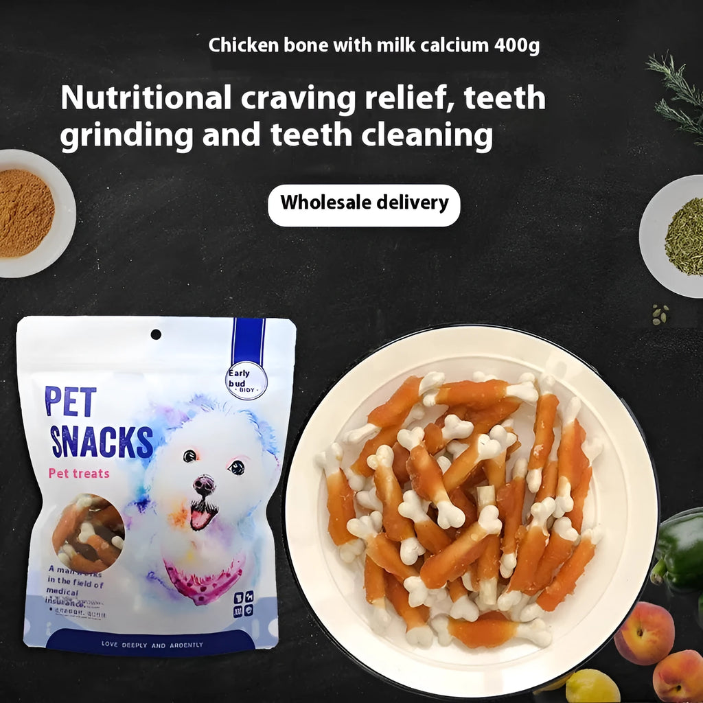 Betty Chicken Wrapped Calcium Bone dog treats 400g bag