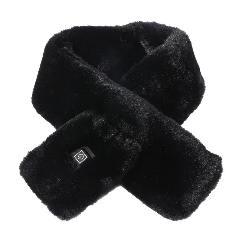 USB-powered heated scarf with 3 adjustable temperature settings, made of soft, lightweight, and washable fabric for cozy comfort.
