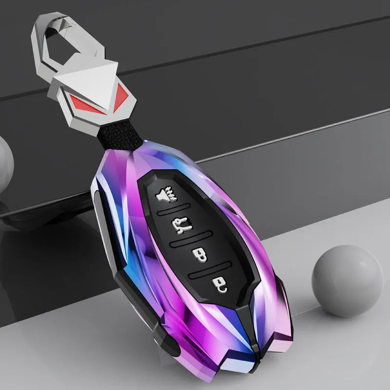 Zinc alloy key cover for 23 Chevrolet Malibu XL in black double lock style with keychain