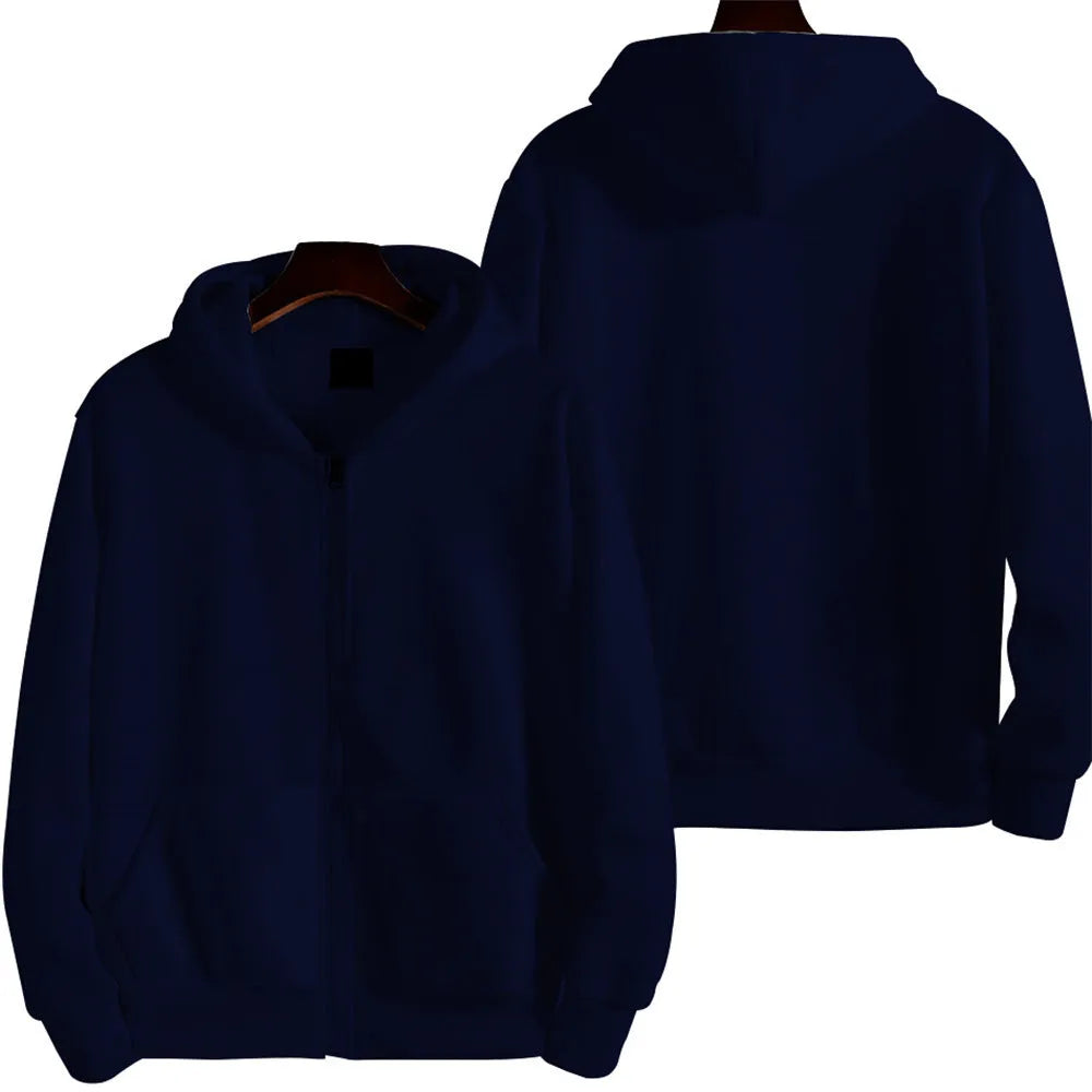 Men's solid colour loose fit sports jacket with front zipper in polyester-spandex fabric