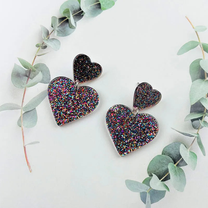 Acrylic love earrings for women, geometry design, Valentine's Day personalised jewellery, one pair