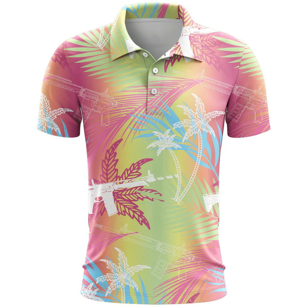 Loose fit short sleeve sports top with 3D printed colour pattern on bird eye polyester fabric.