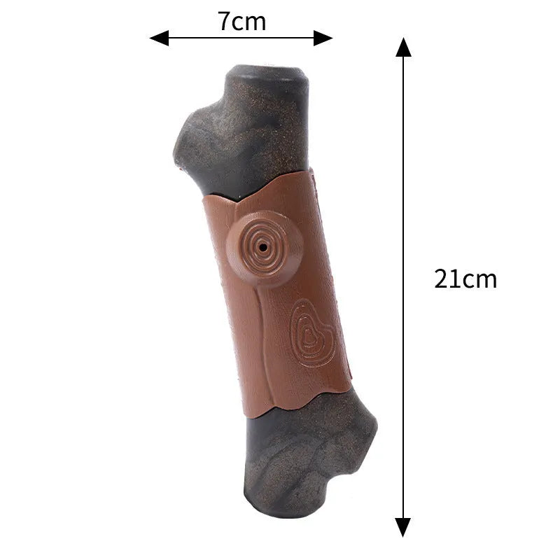 Durable branch-shaped nylon dog chew toy with squeaker for large breed aggressive chewers