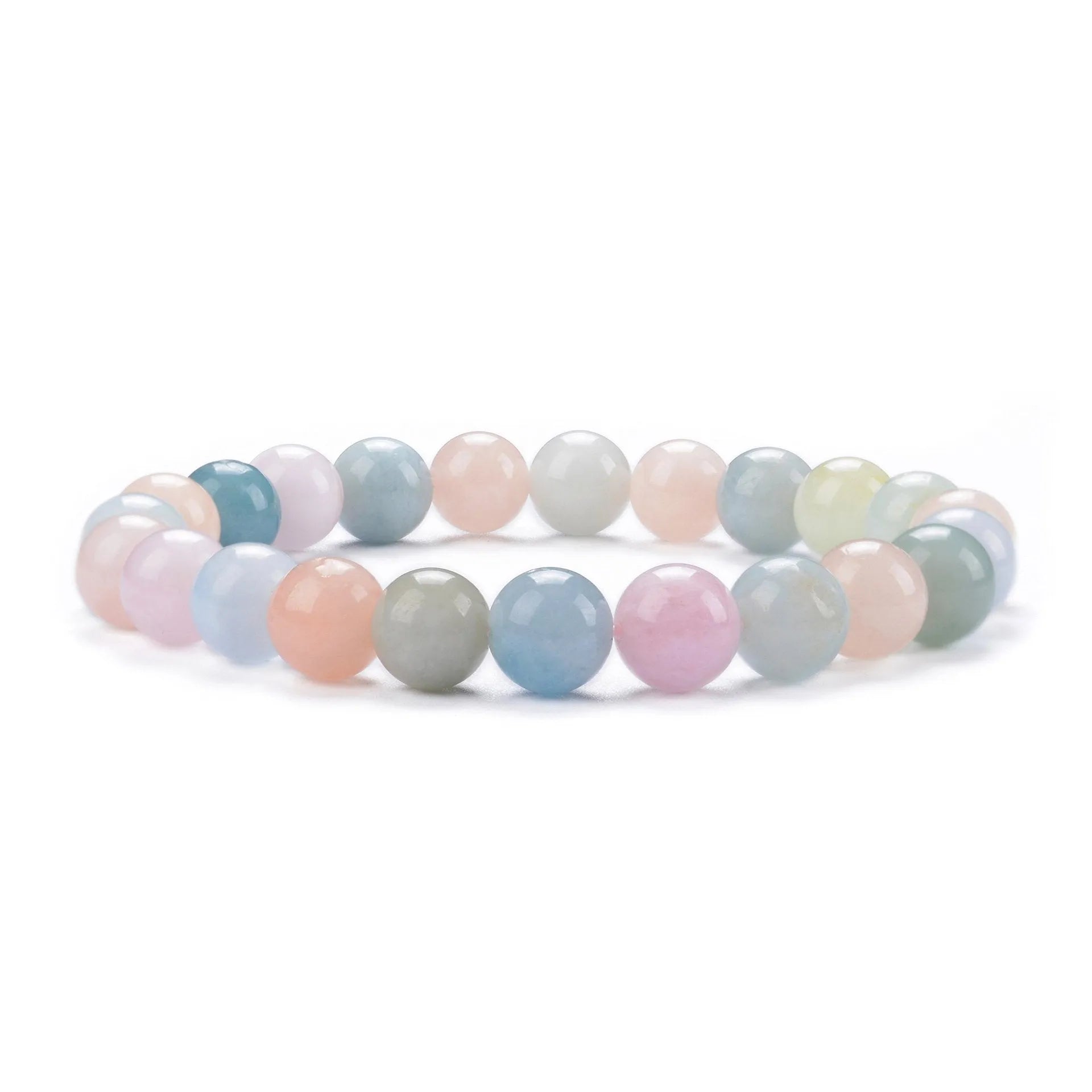 8mm natural stone bead bracelet in assorted gemstone colours including agate and amethyst