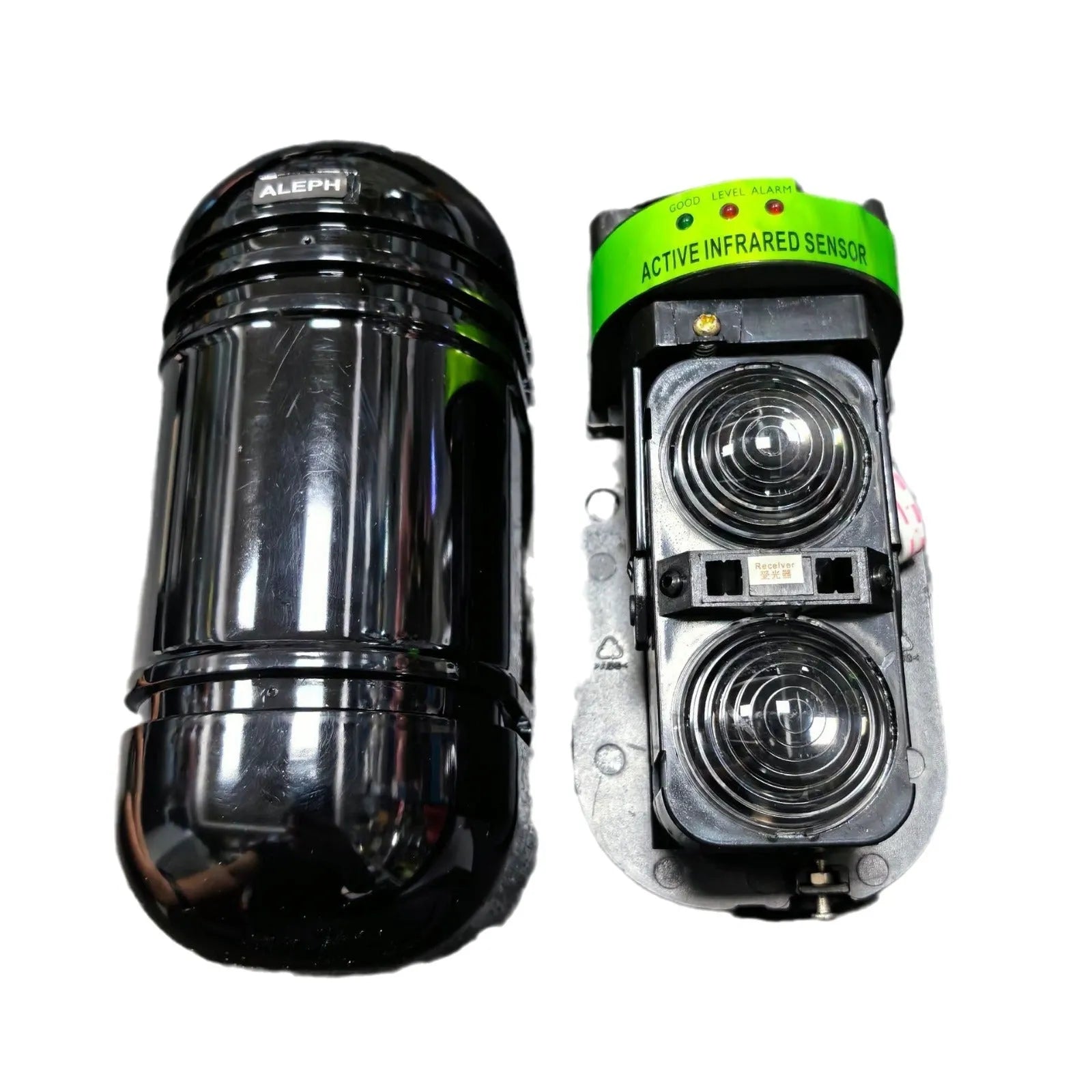 Black 2-beam infrared anti-theft alarm detector for wall mounting with wired connectivity