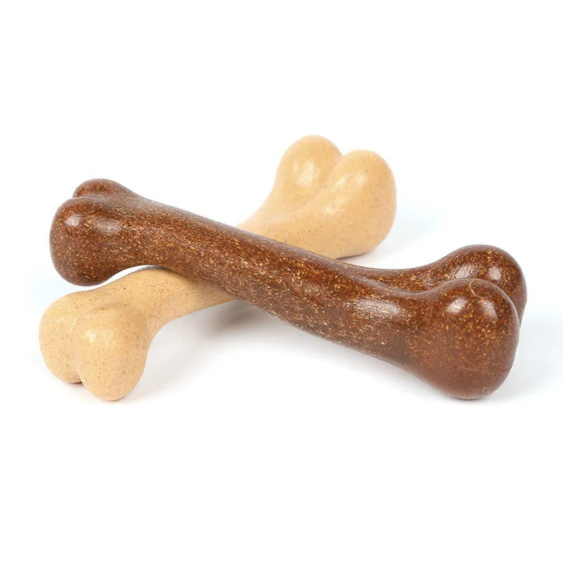Brown and yellow dog bone simulation molar stick bite resistant toy tooth cleaner three sizes
