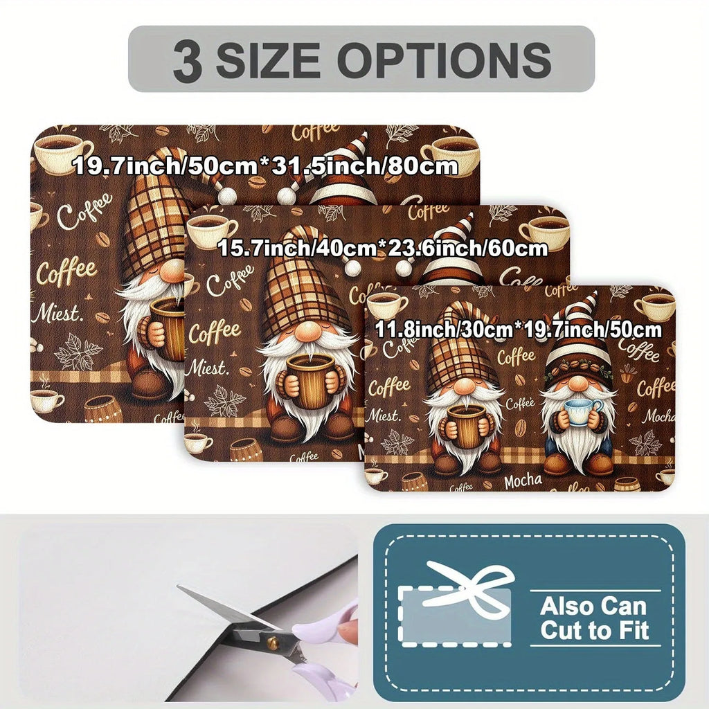 Square PVC draining pad for coffee maker with letter coffee theme print on kitchen countertop