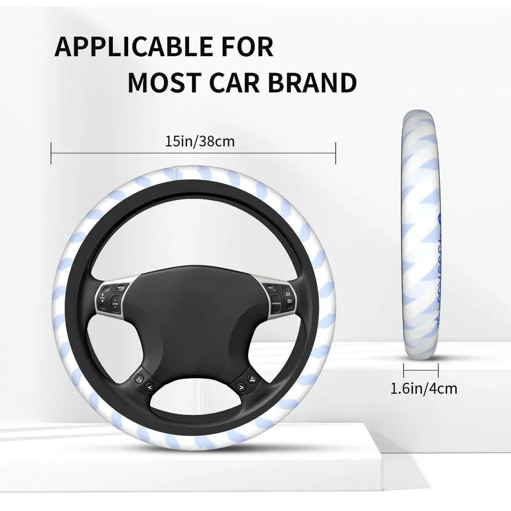 Black neoprene elastic steering wheel cover with European American classical eagle DTG print for cars SUVs trucks