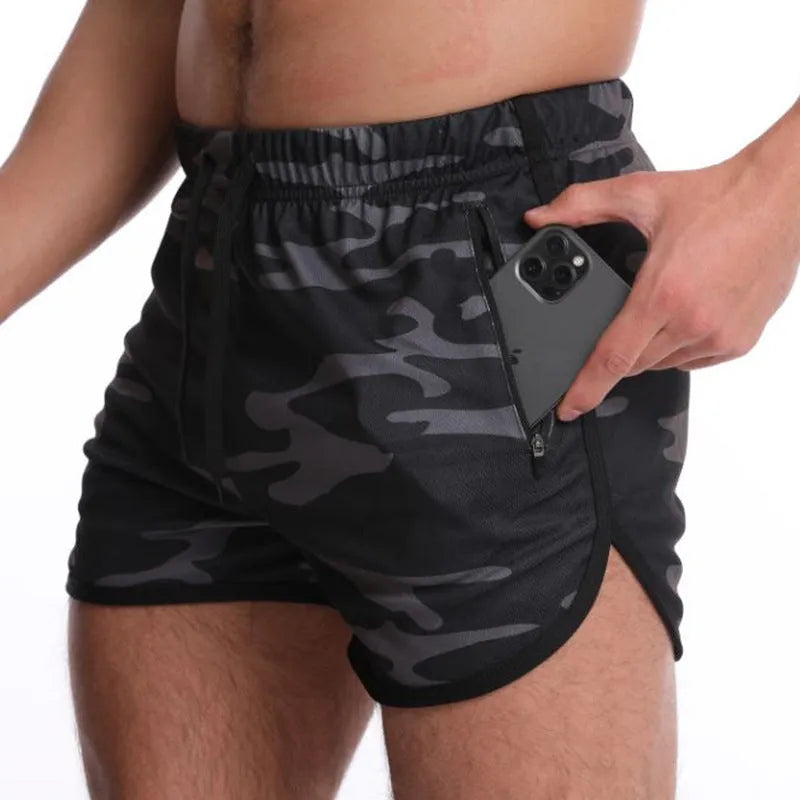 Men's cotton fitness shorts with drawstring mid waist in solid colour, available in multiple colour options