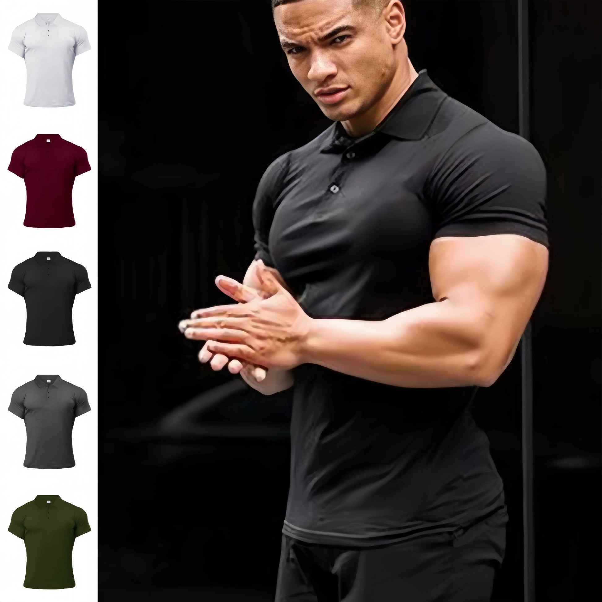 Men's slim fit cotton polo shirt for summer sports in various colours