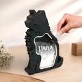 Black wooden C4 style pet hair storage box with lid closed.