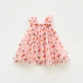 Summer cute heart print mesh girl dress with cotton lining, pink love heart colour, Korean style, suitable for 80-130cm height