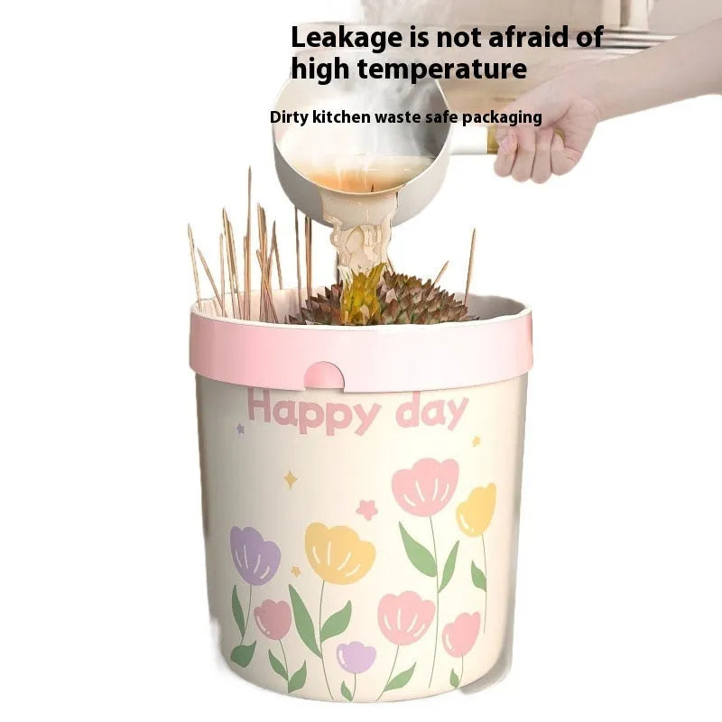 Pink degradable drawstring garbage bag with argy wormwood for mosquito repellence.