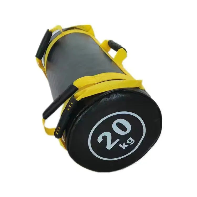 Flat white PVC fitness training sandbag for weight lifting and gym workouts.