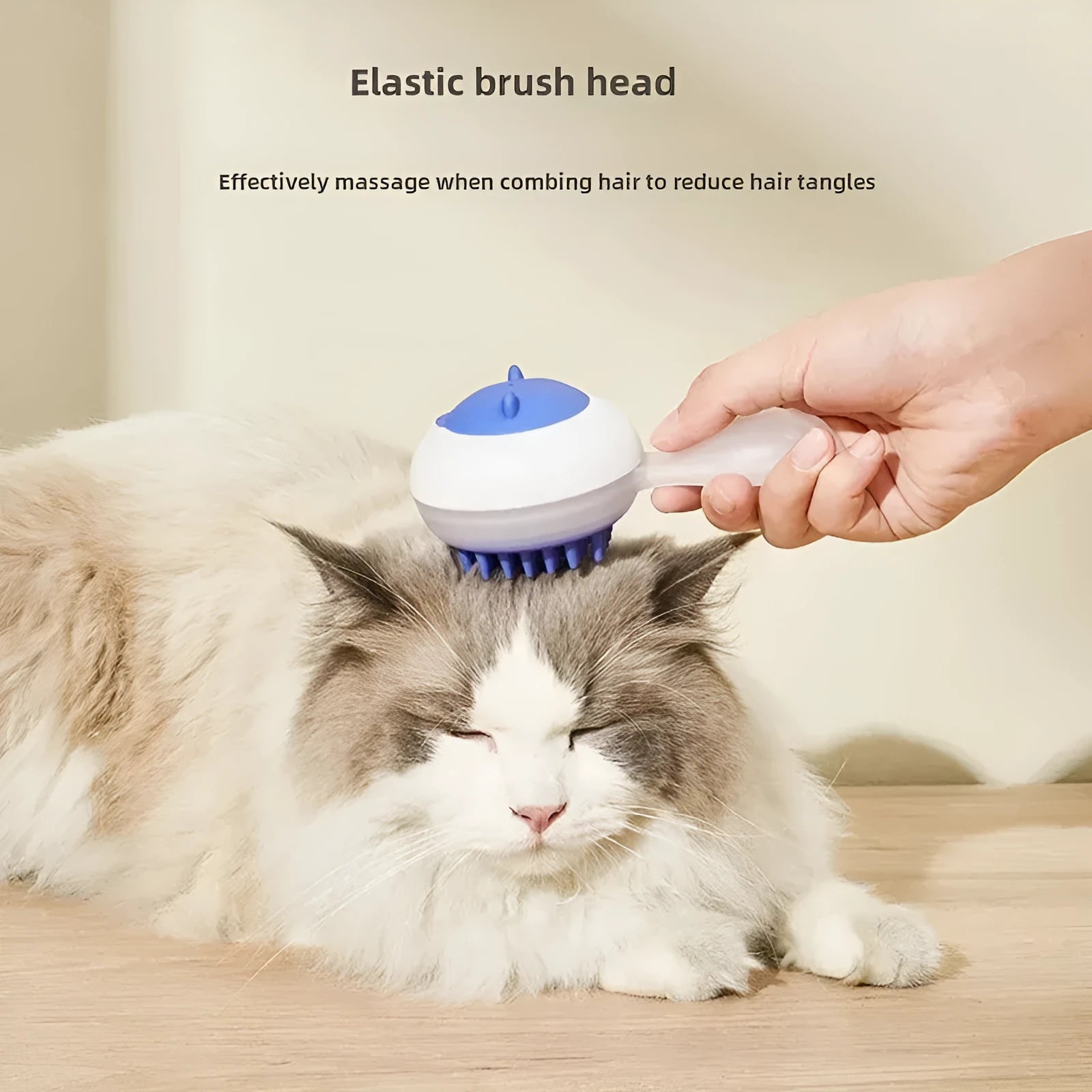 Automatic cleaning pet bath brush with soft gel massage bristles in blue and orange colour options
