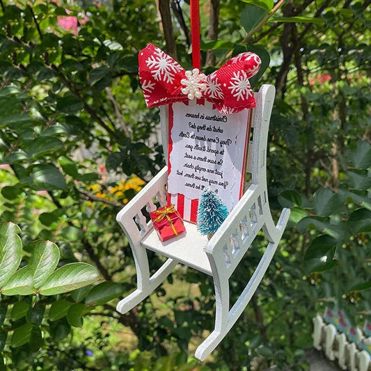 Heaven Chair Christmas Ornament in red, white, and wood colour for memorial decoration