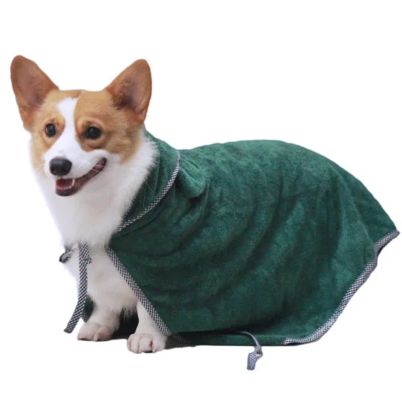 Ultra fine fibre pet bath towels for dogs and cats in grey and green colours showing three size options