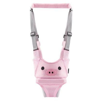 Hands-free baby walking harness in various colors, designed to support and guide toddlers during the early walking stages