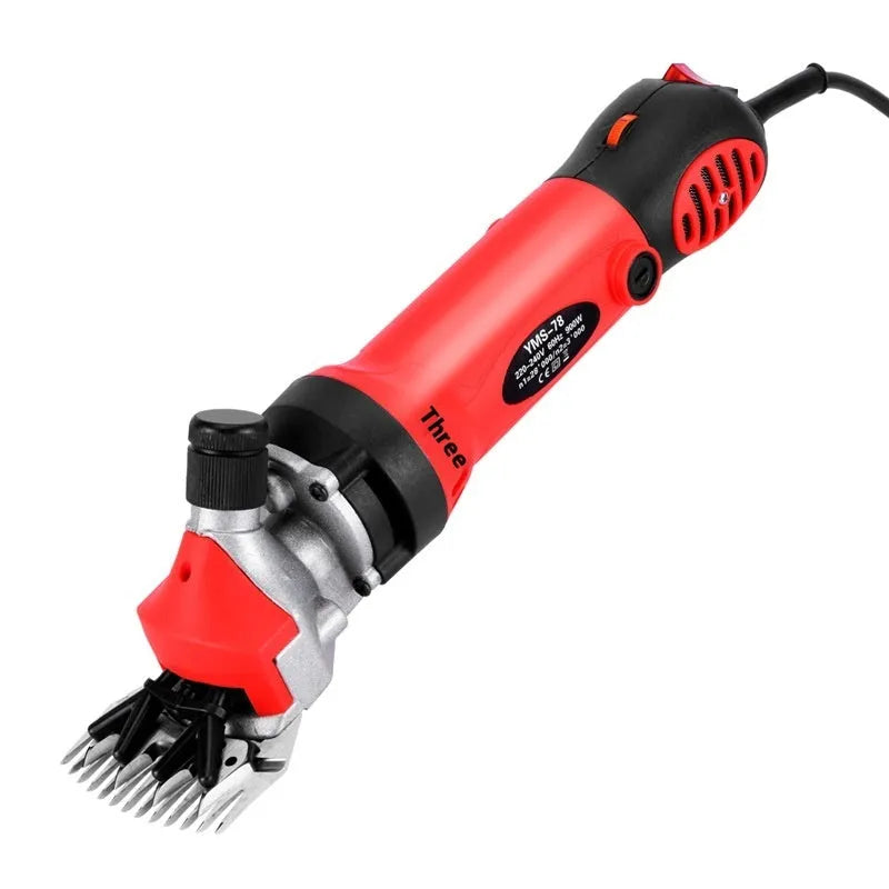 Yellow American 110V electric wool shears kit with multiple blade pairs and maintenance tools