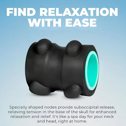 Black YBS cervical massager, 12.5 cm x 11.1 cm, PU and ABS for neck thumb pressure relief
