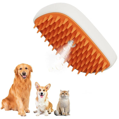 Rechargeable pet grooming brush with soothing steam massage function, designed for a comfortable and effective grooming experience for cats.