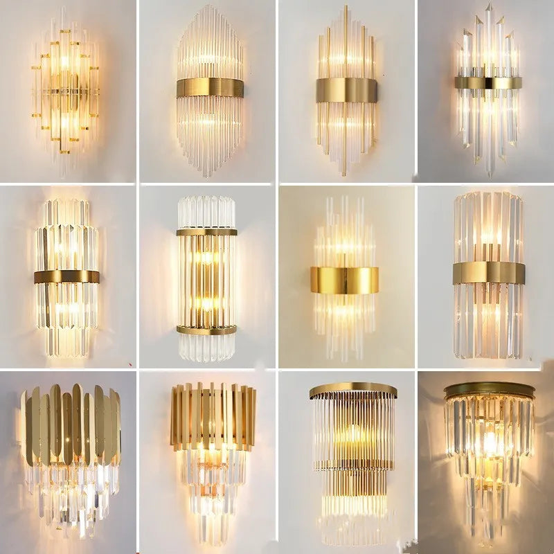 Modern crystal petal-shaped wall lamp in light luxury design with E14 cap