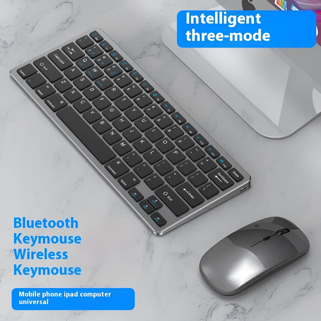 Ultra-thin wireless keyboard and mouse combo set in black, gun colour or silver with USB receiver and keyboard cover