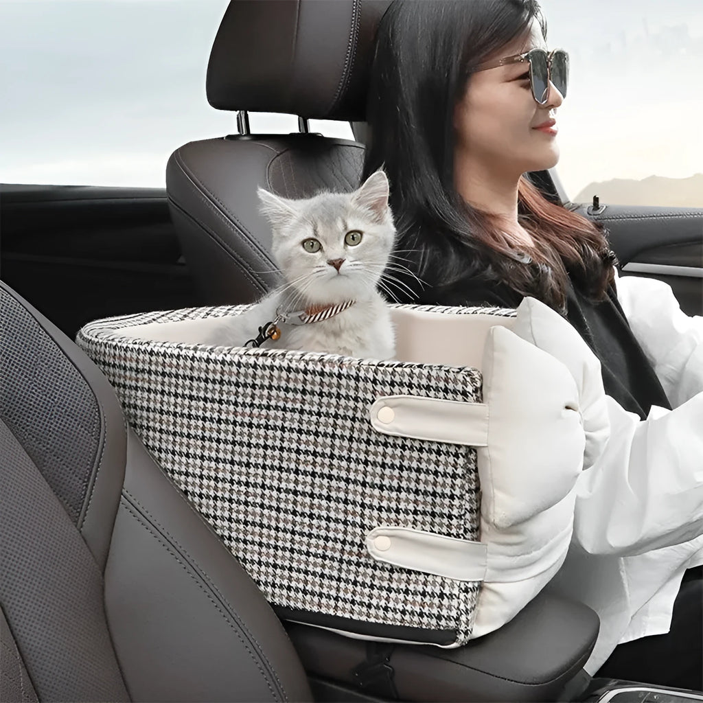 Car central control front seat pet bed in cloth material, suitable for dogs