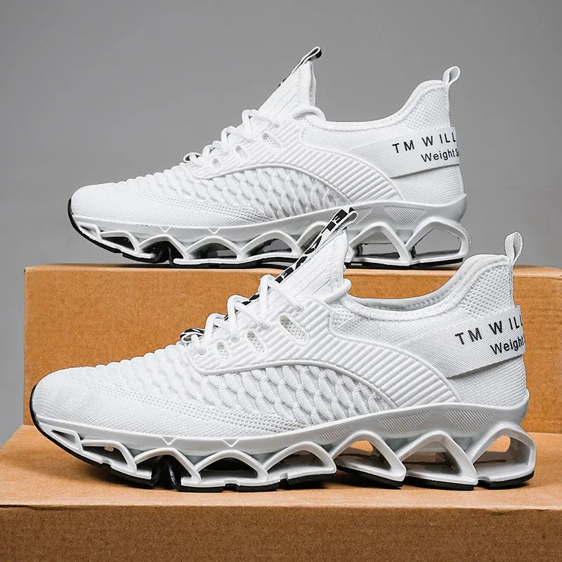 Blade sports mesh casual running shoes in solid colour with rubber sole