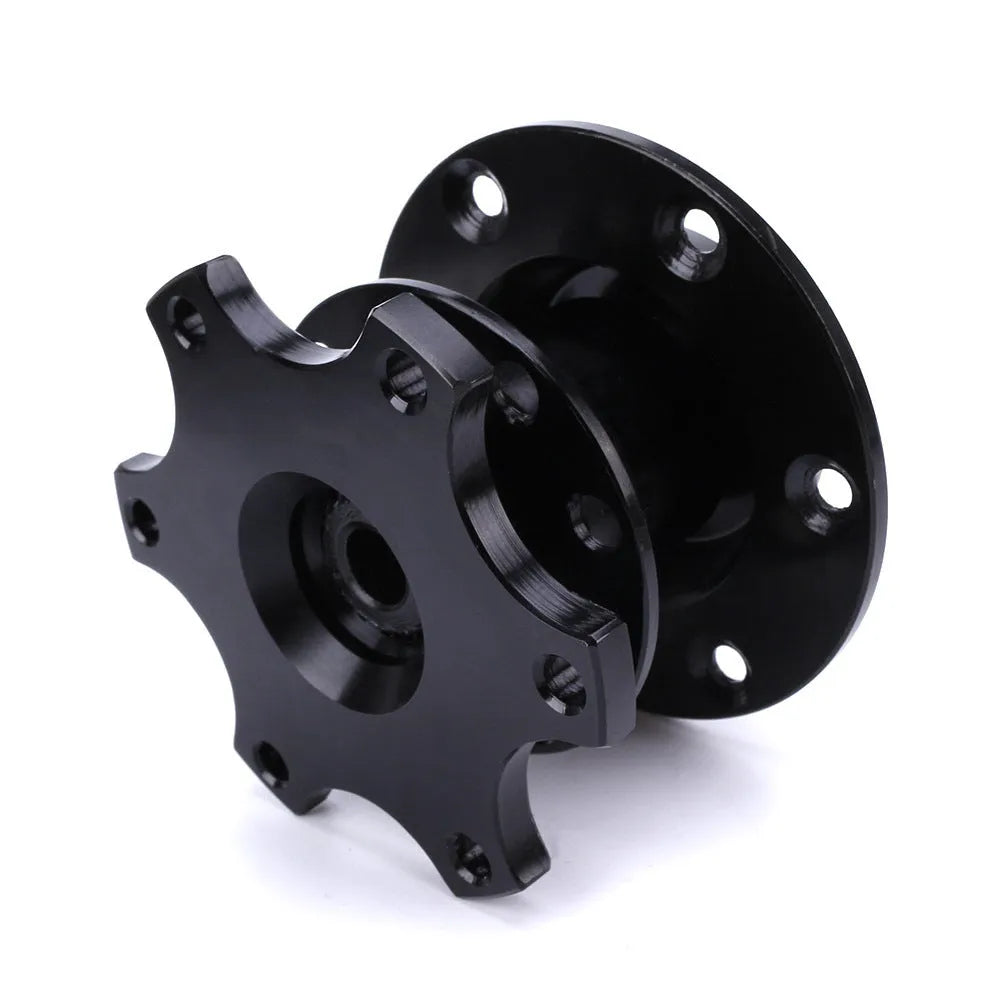 Car steering wheel quick release adapter device shown in multiple colour options