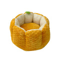 Pumpkin-shaped pet bed with raised sides in two sizes for cats and small dogs