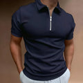 Men's casual short sleeve digital print polo shirt in loose fit polyester fibre, available in multiple colours