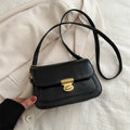 Small soft PU leather square handbag in retro design, shown in a neutral colour.